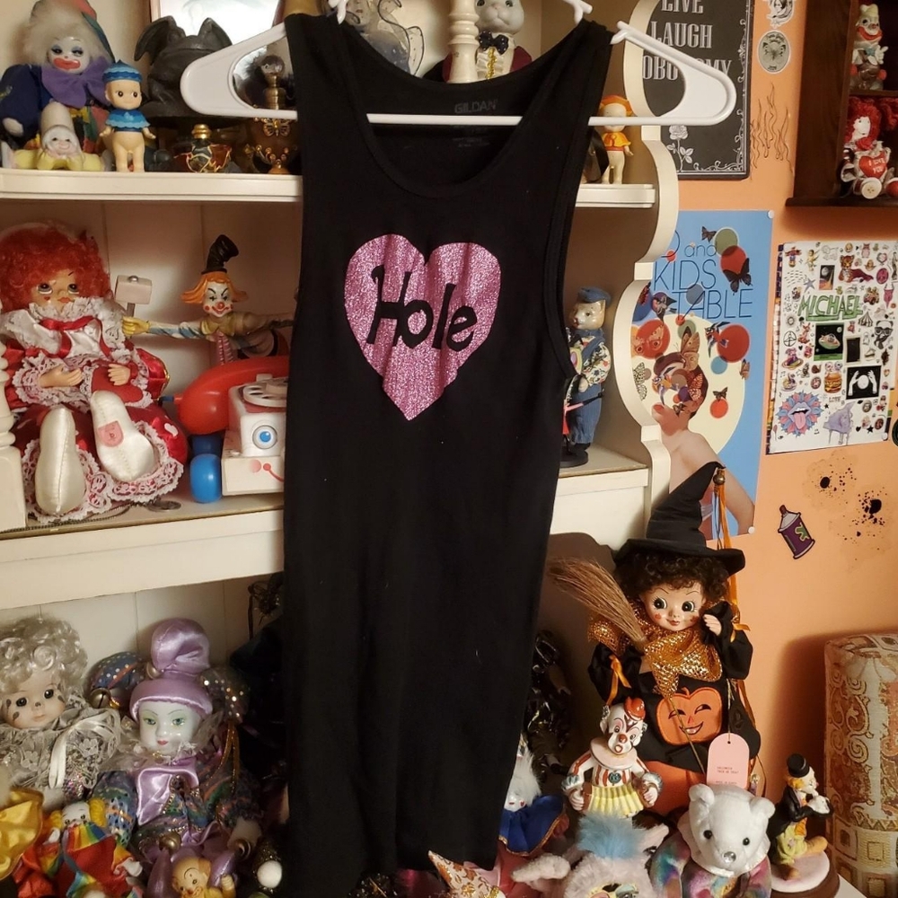 custom hole band heart logo slim fitting womens tank top